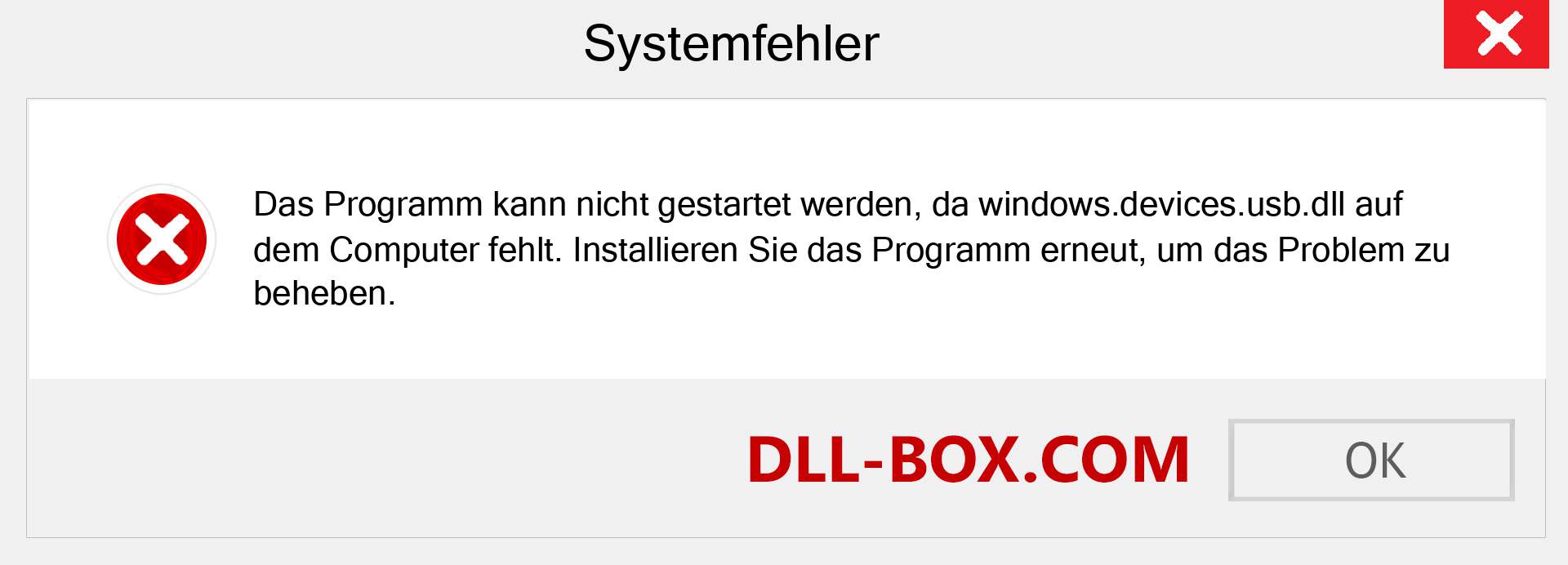 windows.devices.usb.dll-Datei fehlt?. Download für Windows 7, 8, 10 - Fix windows.devices.usb dll Missing Error unter Windows, Fotos, Bildern